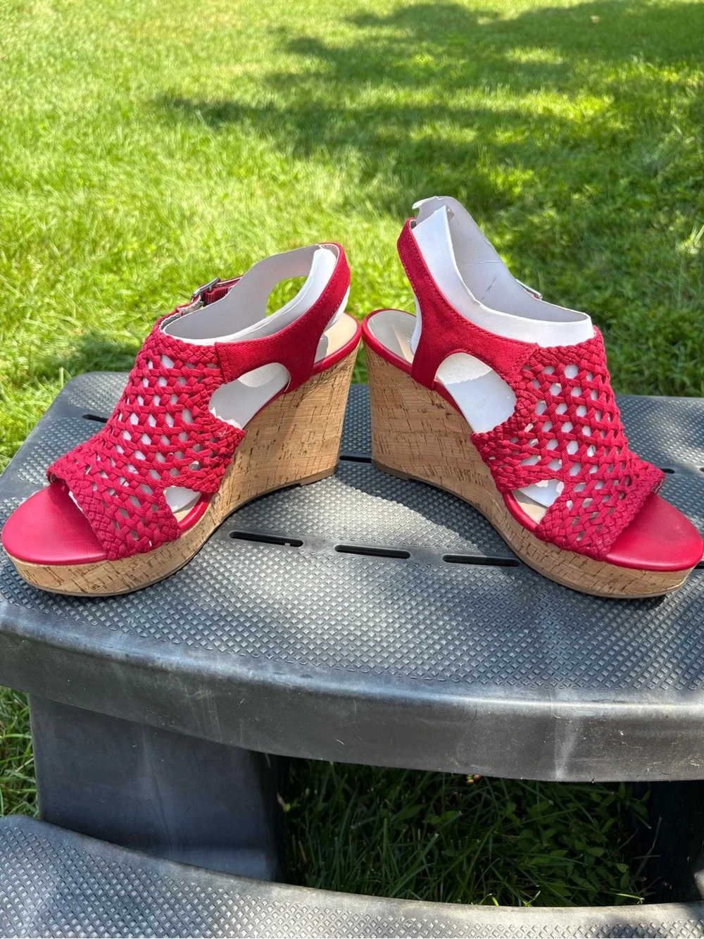 Mix No. 6 Red Woven Cork Wedge Sandals